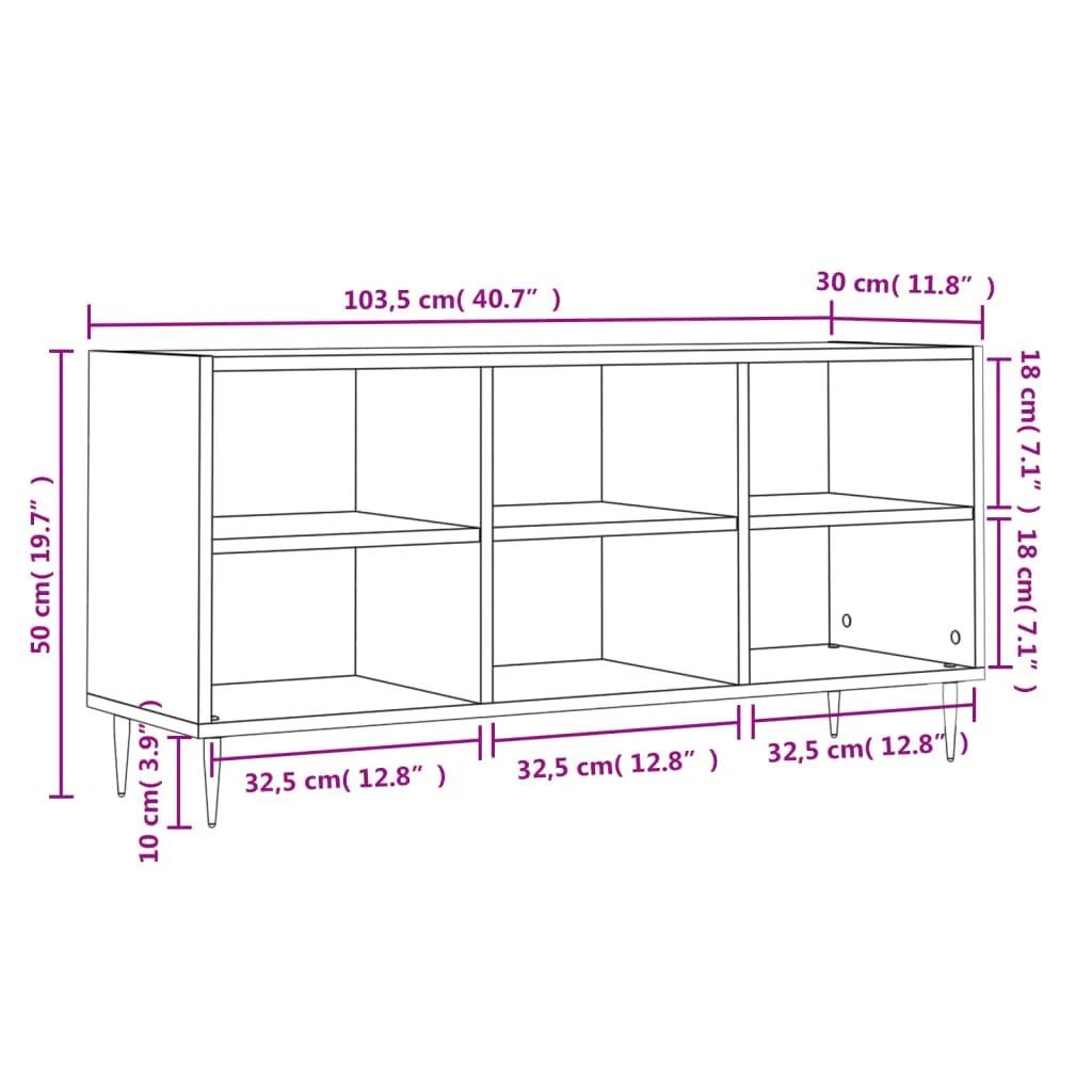 TV staliukas Televizoriaus spintelė, dūminio ąžuolo, 103,5x30x50cm, mediena