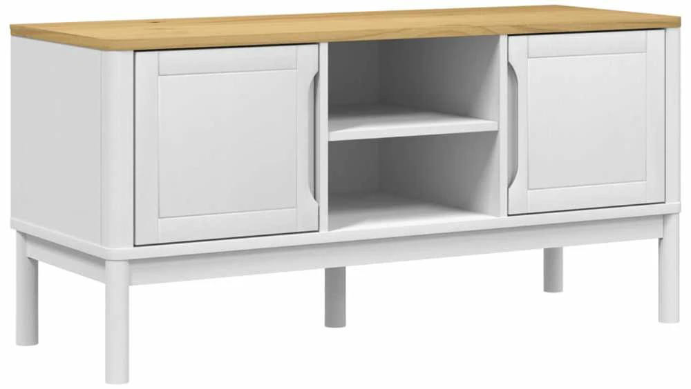 TV staliukas Televizoriaus spintelė FLORO, balta, 114x43x55cm, pušis