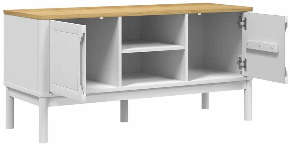 TV staliukas Televizoriaus spintelė FLORO, balta, 114x43x55cm, pušis
