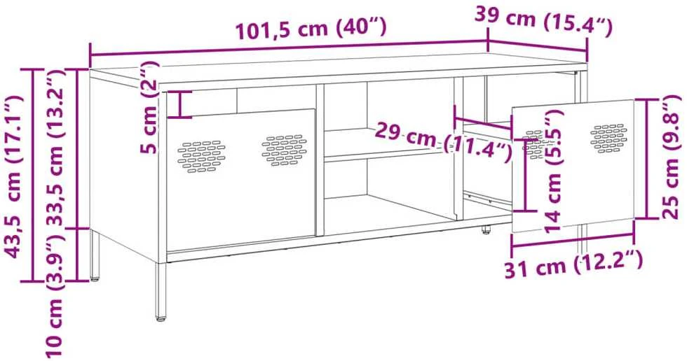 TV staliukas Televizoriaus spintelė, garstyčių, 101,5x39x43,5cm, plienas