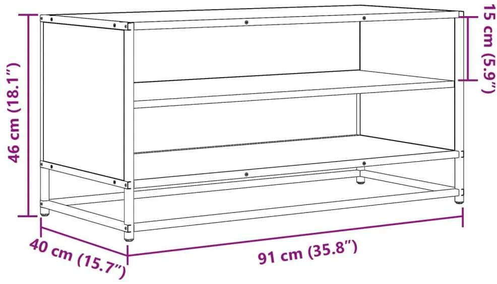 TV staliukas Televizoriaus spintelė, juoda, 91x40x46cm, mediena ir metalas