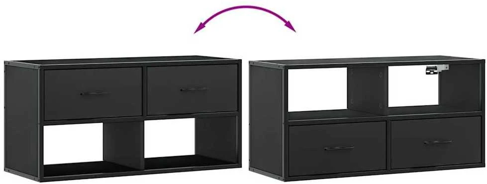 TV staliukas Televizoriaus spintelė, juoda, 80x31x39,5cm, mediena/metalas