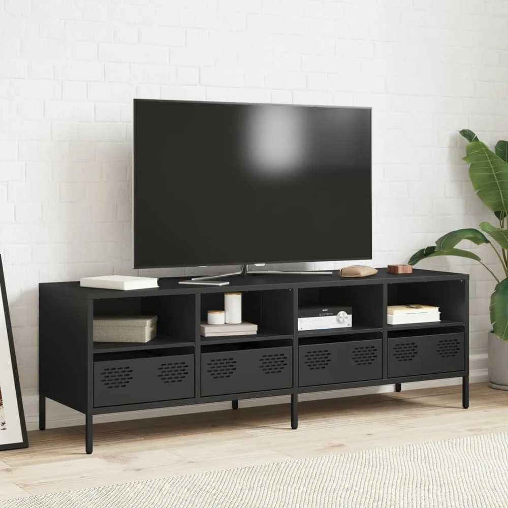 TV staliukas Televizoriaus spintelė, juoda, 135x39x43,5cm, plienas