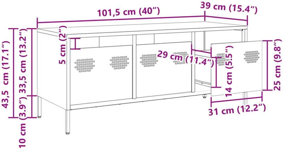 TV staliukas Televizoriaus spintelė, juoda, 101,5x39x43,5cm, plienas