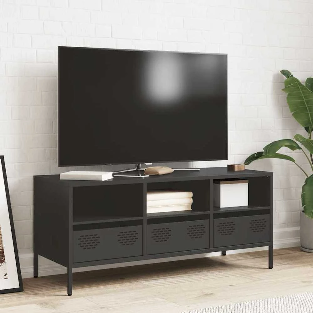 TV staliukas Televizoriaus spintelė, juoda, 101,5x39x43,5cm, plienas