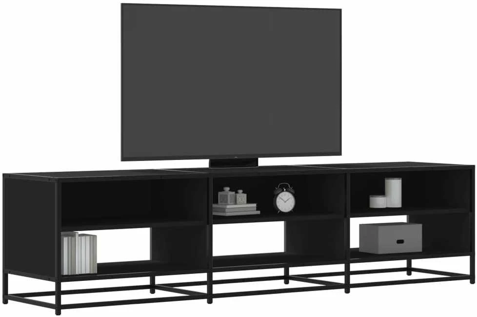 TV staliukas Televizoriaus spintelė, juoda, 180x40x46cm, apdirbta mediena
