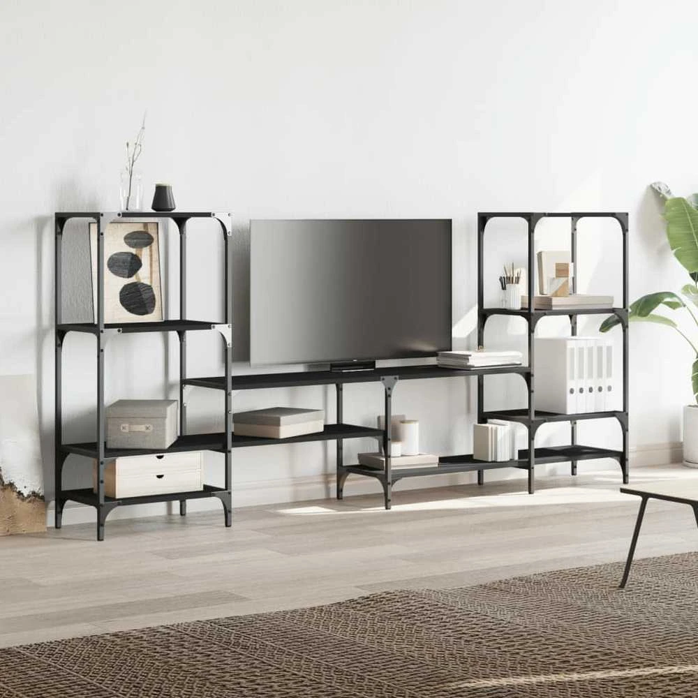TV staliukas Televizoriaus spintelė, juoda, 206,5x28,5x95cm, mediena