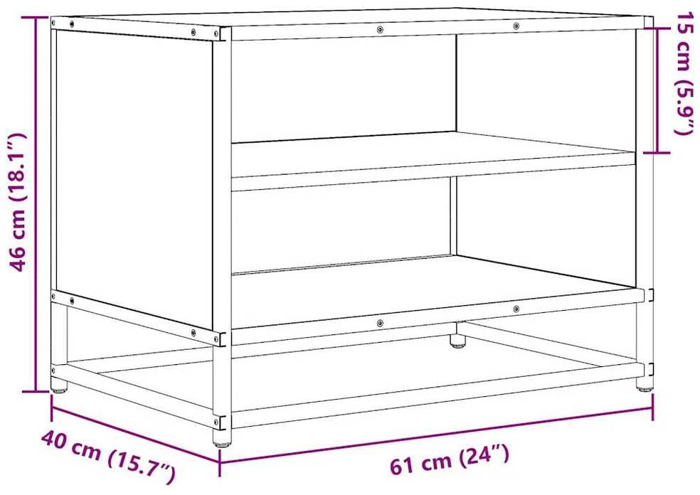 TV staliukas Televizoriaus spintelė, juoda, 61x40x46cm, mediena ir metalas