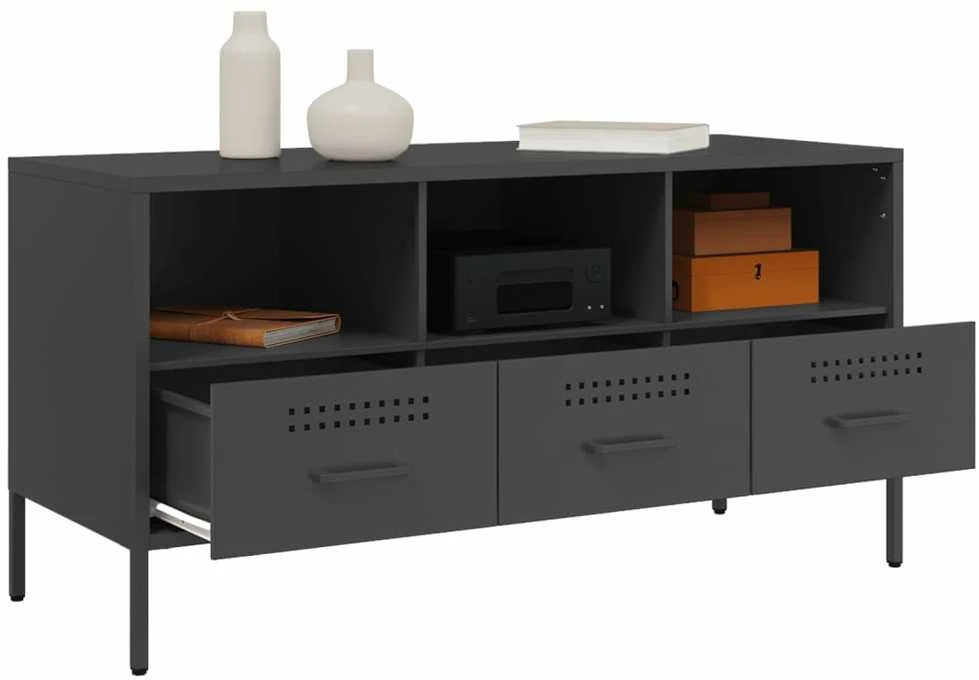 TV staliukas Televizoriaus spintelė, juoda, 100,5x39x50,5cm, plienas