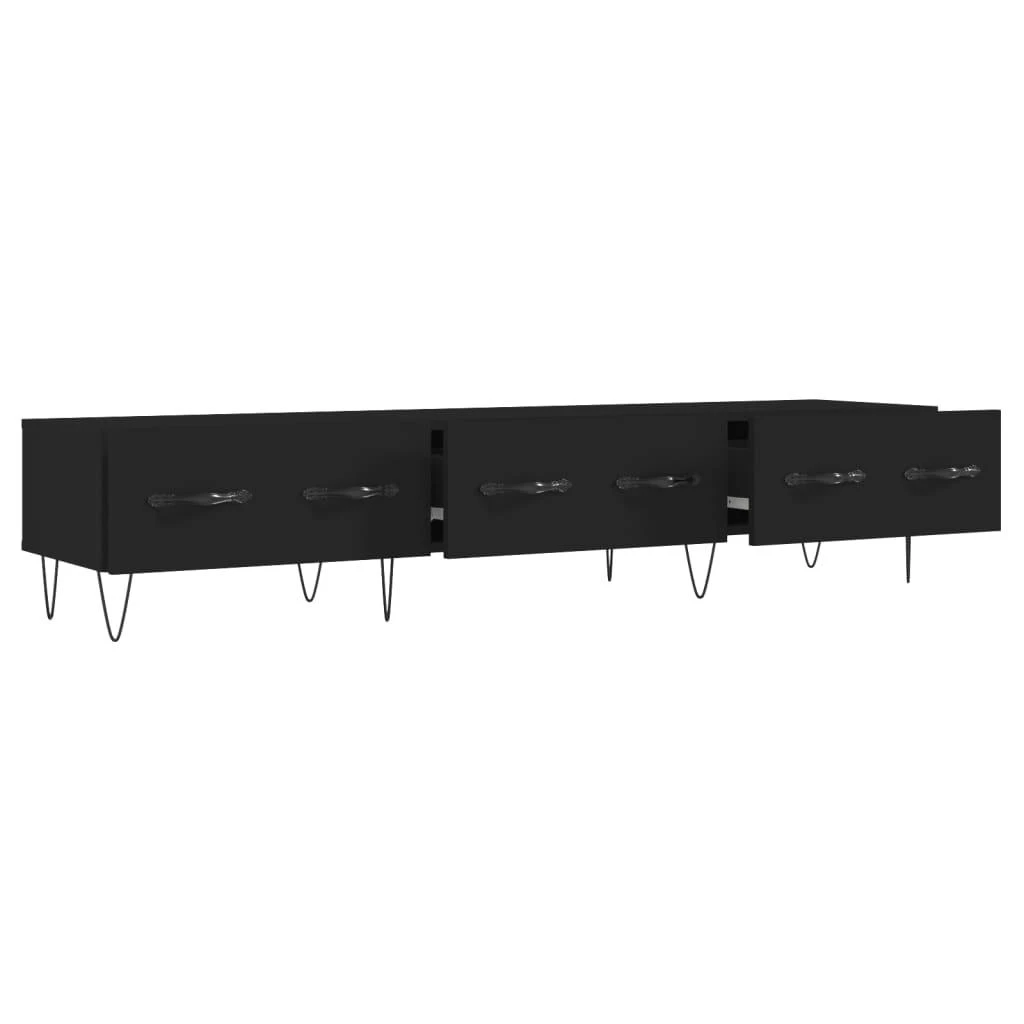TV staliukas Televizoriaus spintelė, juoda, 150x36x30cm, apdirbta mediena