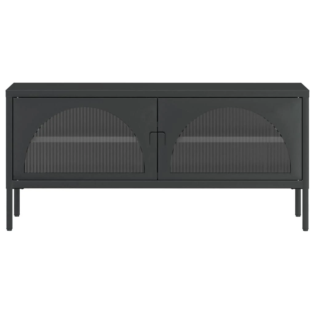 TV staliukas Televizoriaus spintelė, juoda, 105x35x50cm, stiklas ir plienas
