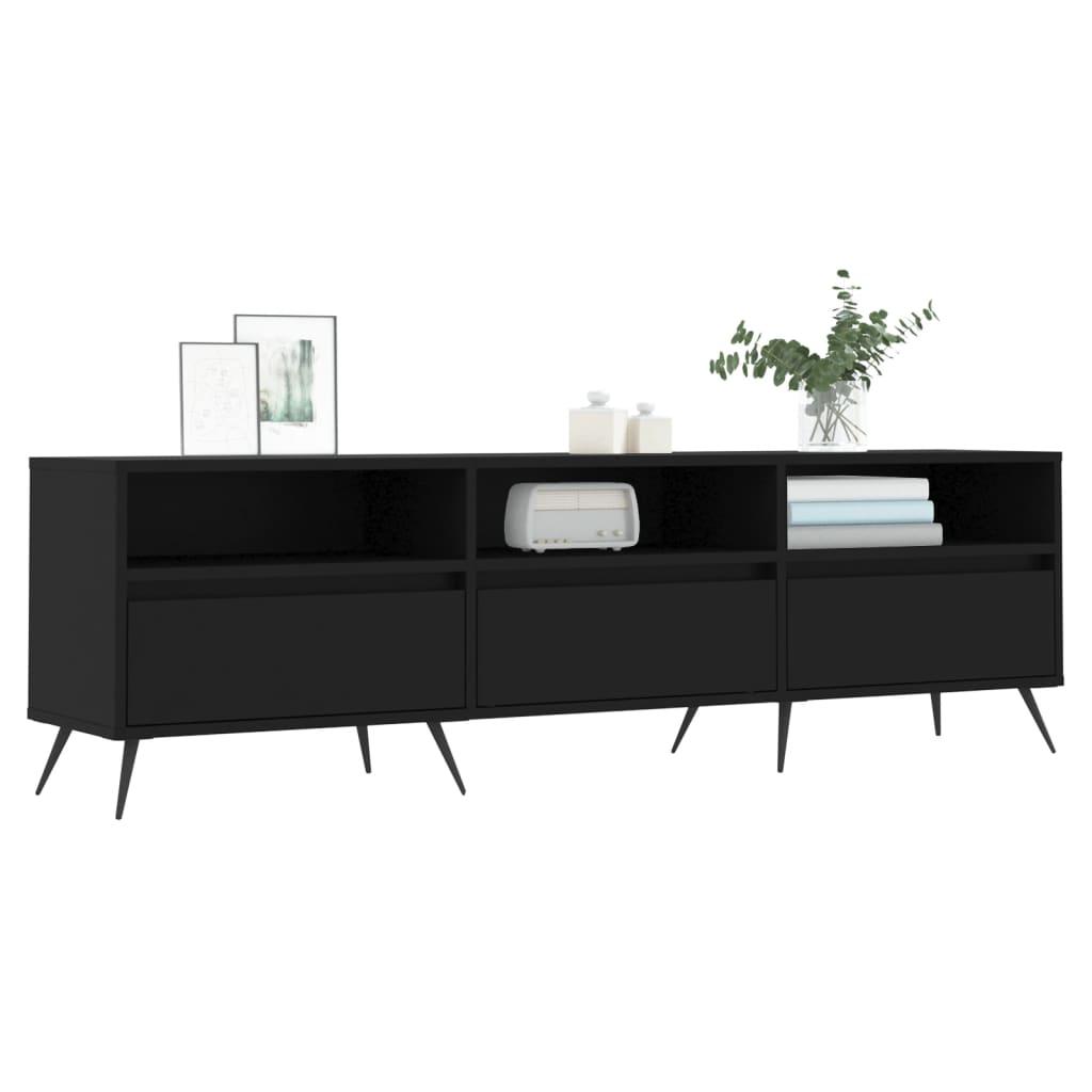 TV staliukas Televizoriaus spintelė, juoda, 150x30x44,5cm, apdirbta mediena