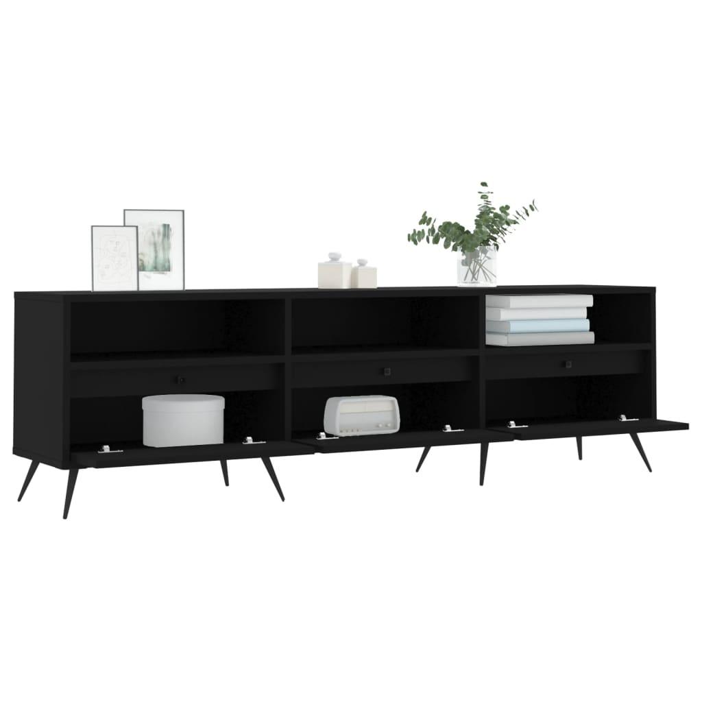 TV staliukas Televizoriaus spintelė, juoda, 150x30x44,5cm, apdirbta mediena