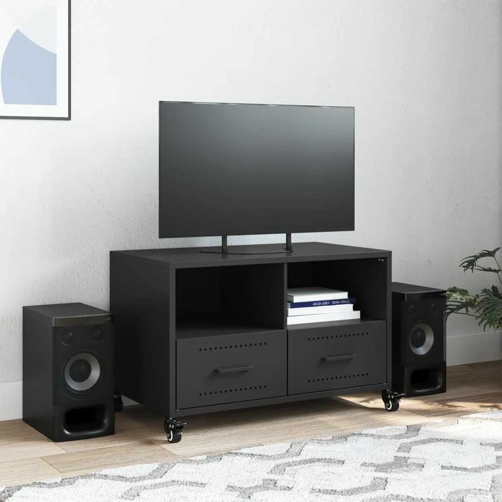 TV staliukas Televizoriaus spintelė, juodos spalvos, 68x39x43,5cm, plienas