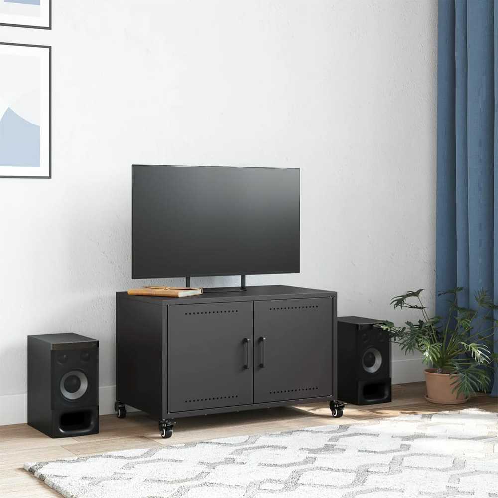TV staliukas Televizoriaus spintelė, juodos spalvos, 68x39x43,5cm, plienas