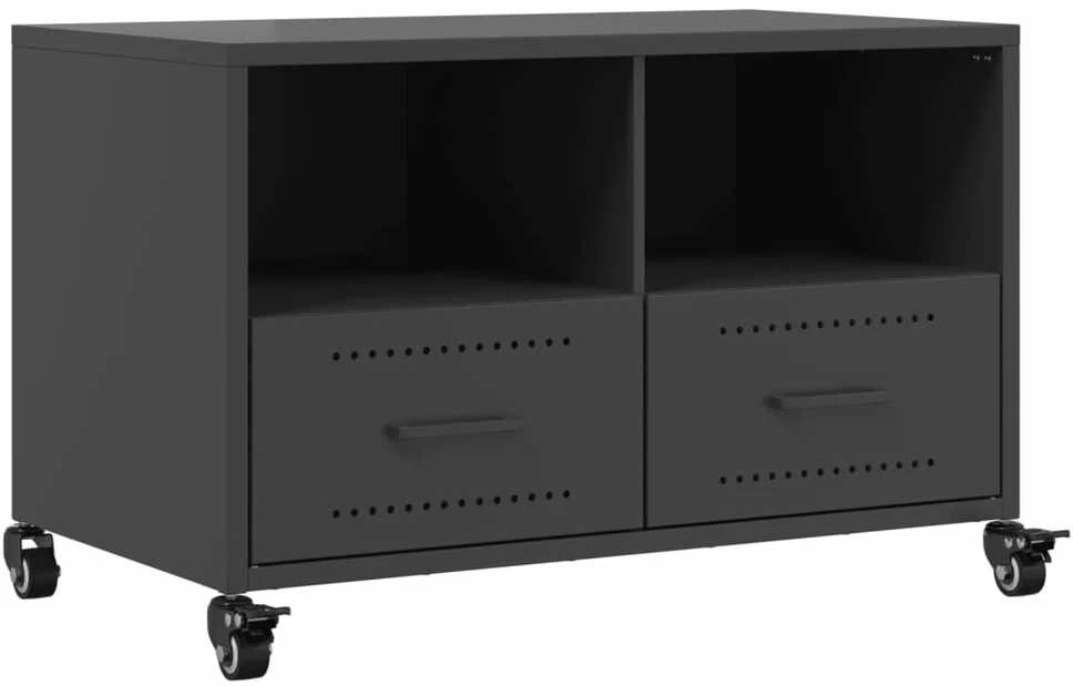 TV staliukas Televizoriaus spintelė, juodos spalvos, 68x39x43,5cm, plienas