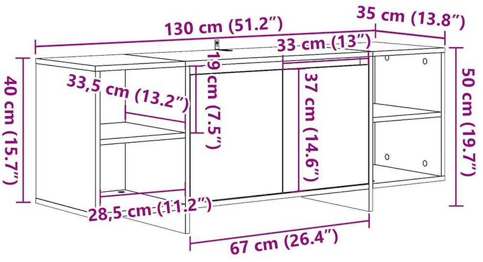 TV staliukas Televizoriaus spintelė, medienos, 130x35x50cm, apdirbta mediena