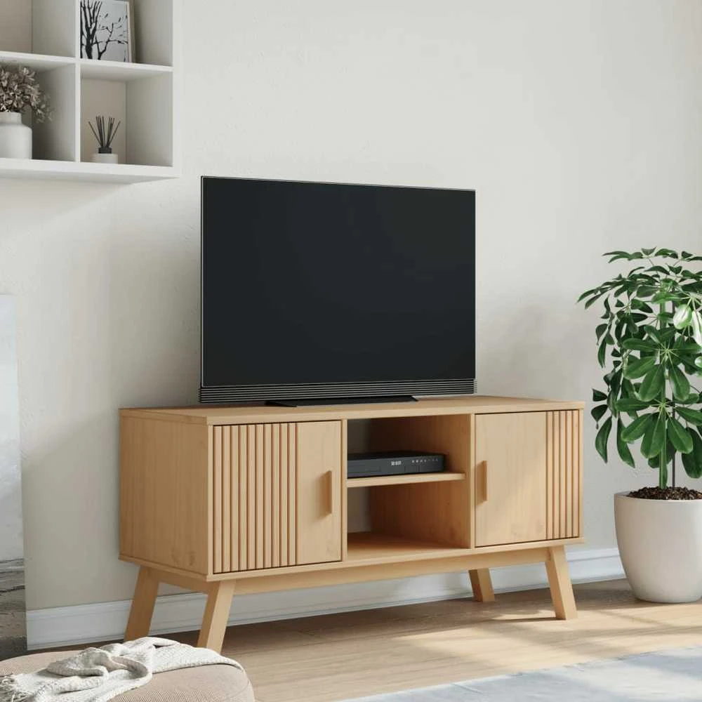 TV staliukas Televizoriaus spintelė OLDEN, ruda, 114x43x57cm, pušies masyvas