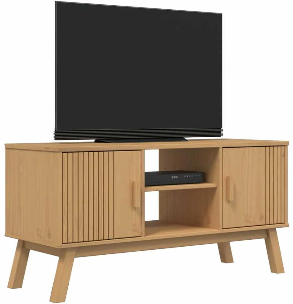 TV staliukas Televizoriaus spintelė OLDEN, ruda, 114x43x57cm, pušies masyvas