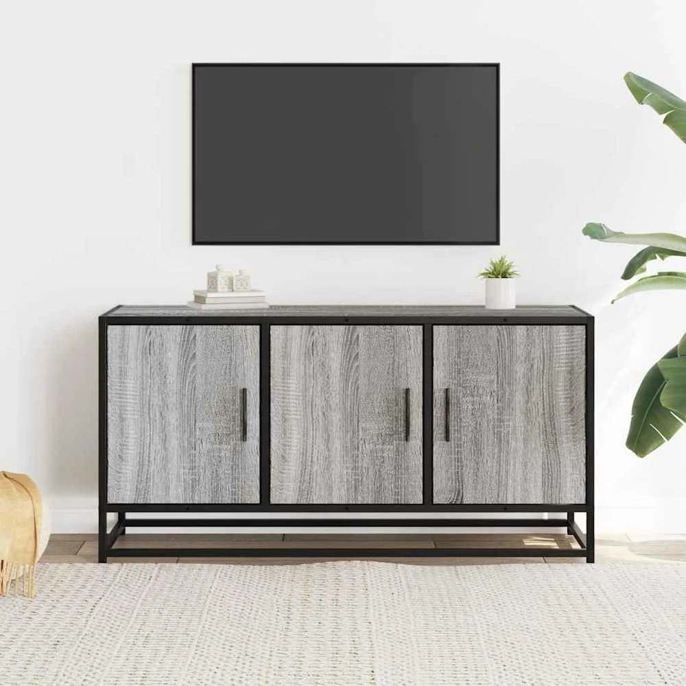 TV staliukas Televizoriaus spintelė, pilka, 100x35x50cm, mediena ir metalas