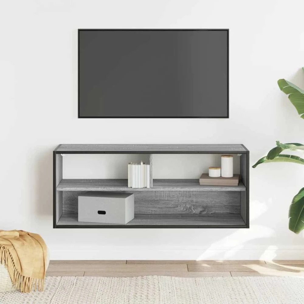 TV staliukas Televizoriaus spintelė, pilka, 100x31x39,5cm, mediena/metalas