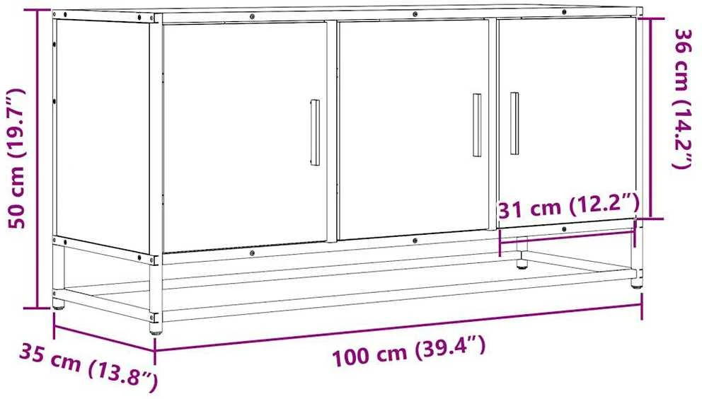 TV staliukas Televizoriaus spintelė, pilka, 100x35x50cm, mediena ir metalas
