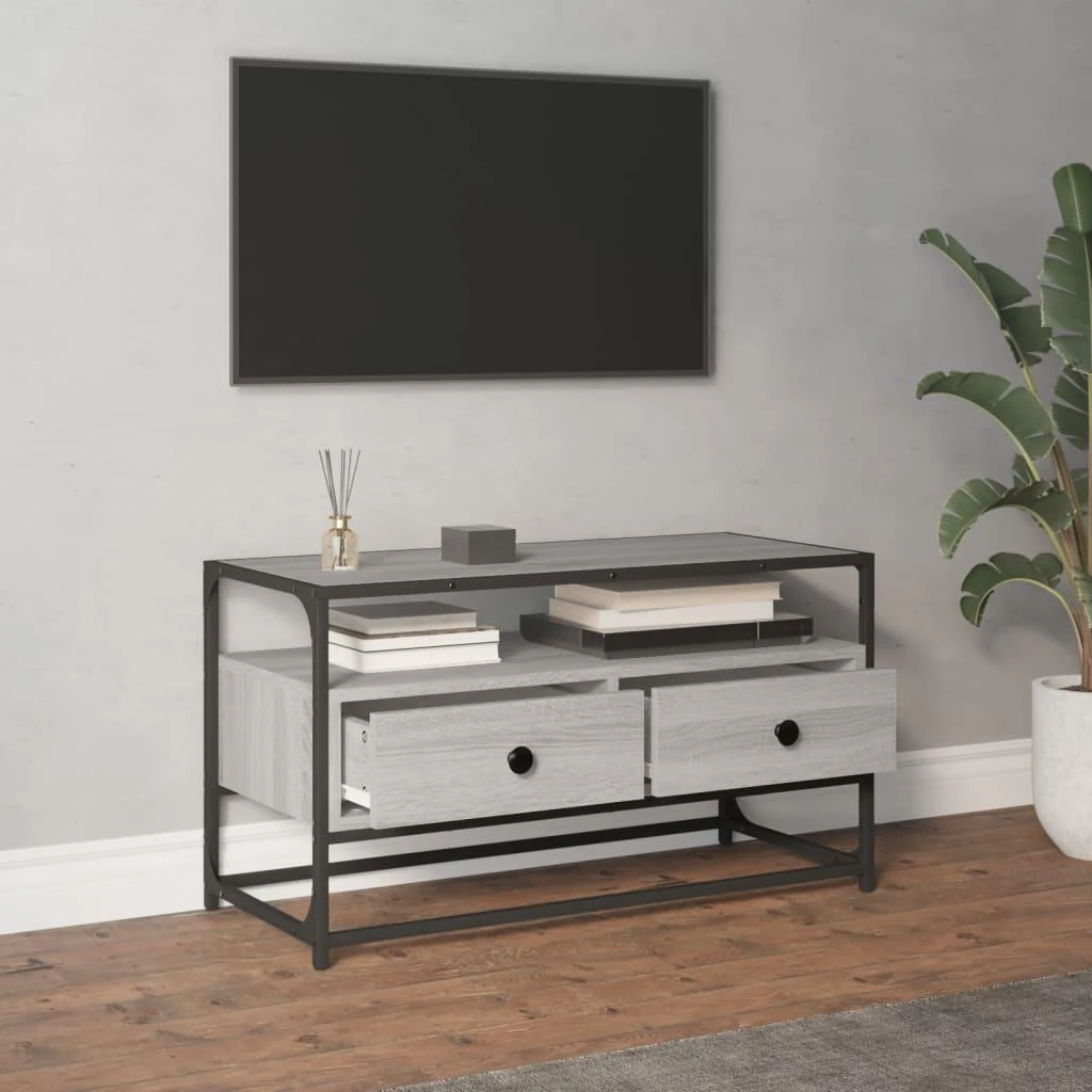 TV staliukas Televizoriaus spintelė, pilka ąžuolo, 80x35x45cm, mediena