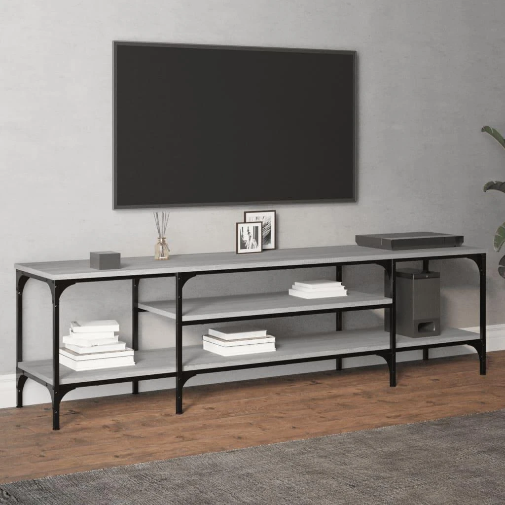 TV staliukas Televizoriaus spintelė, pilka, 161x35x45cm, mediena ir geležis