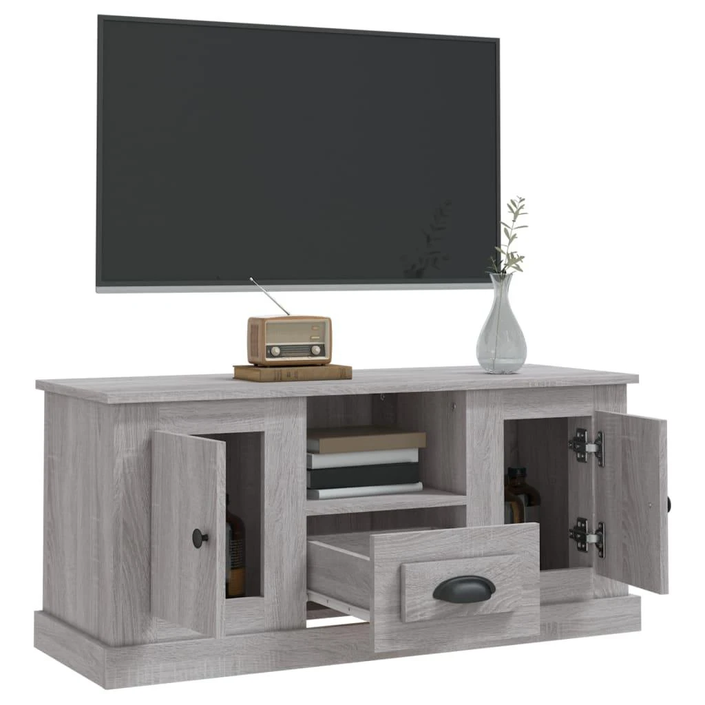 TV staliukas Televizoriaus spintelė, pilka ąžuolo, 100x35,5x45cm, mediena