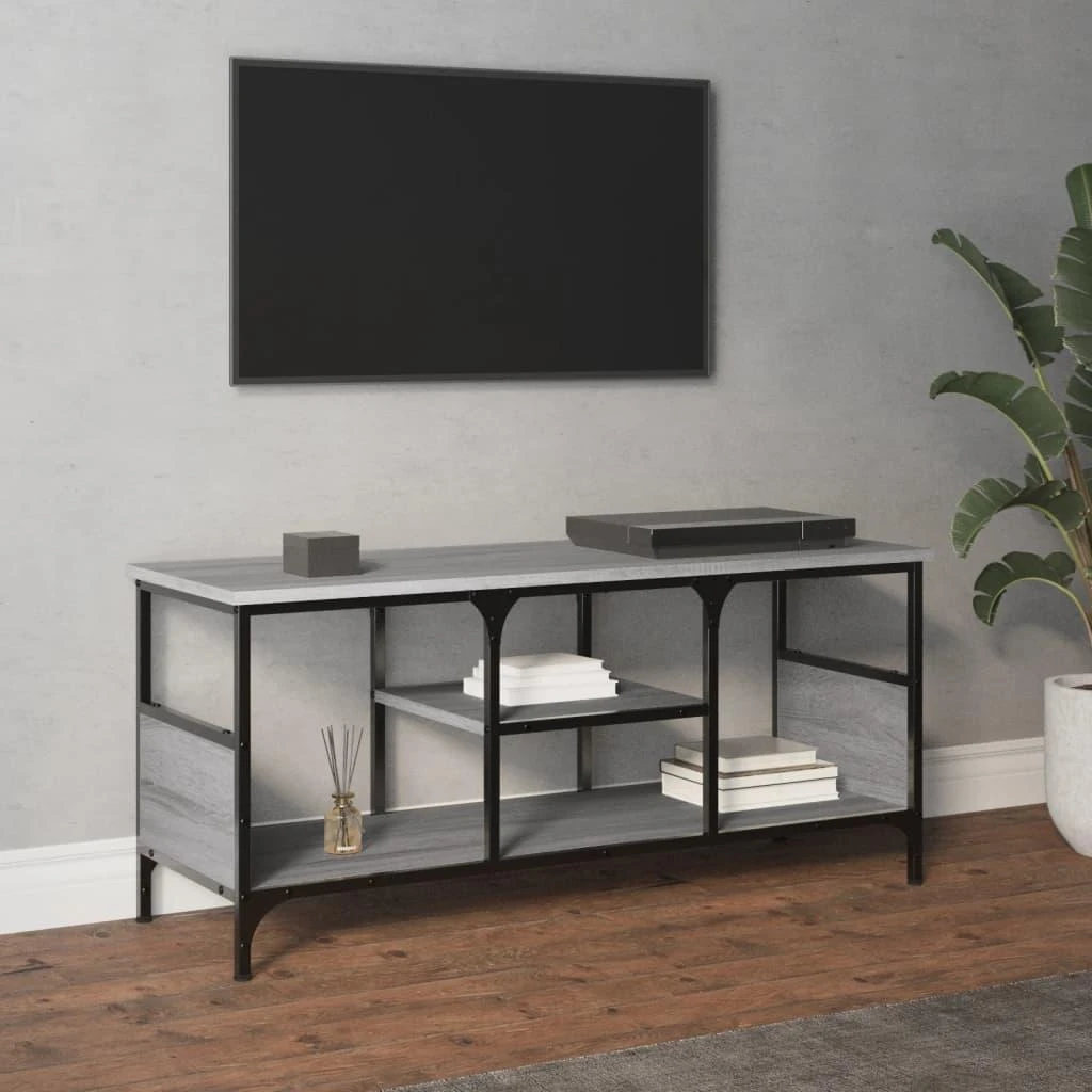 TV staliukas Televizoriaus spintelė, pilka, 100x35x45cm, mediena ir geležis