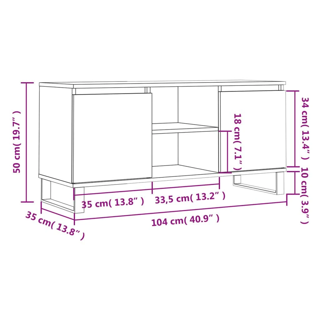 TV staliukas Televizoriaus spintelė, pilka ąžuolo, 104x35x50cm, mediena