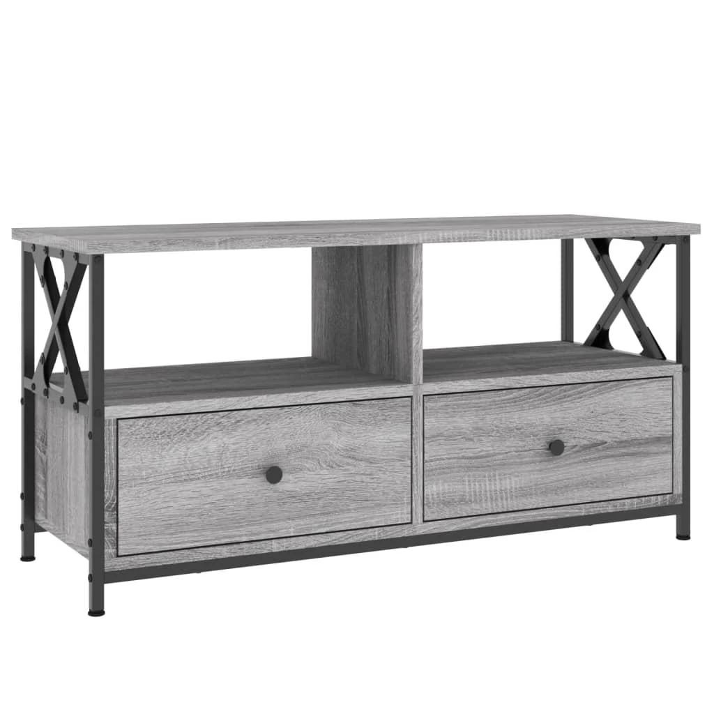TV staliukas Televizoriaus spintelė, pilka, 90x33x45cm, mediena ir geležis