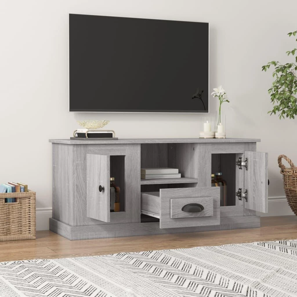 TV staliukas Televizoriaus spintelė, pilka ąžuolo, 100x35,5x45cm, mediena