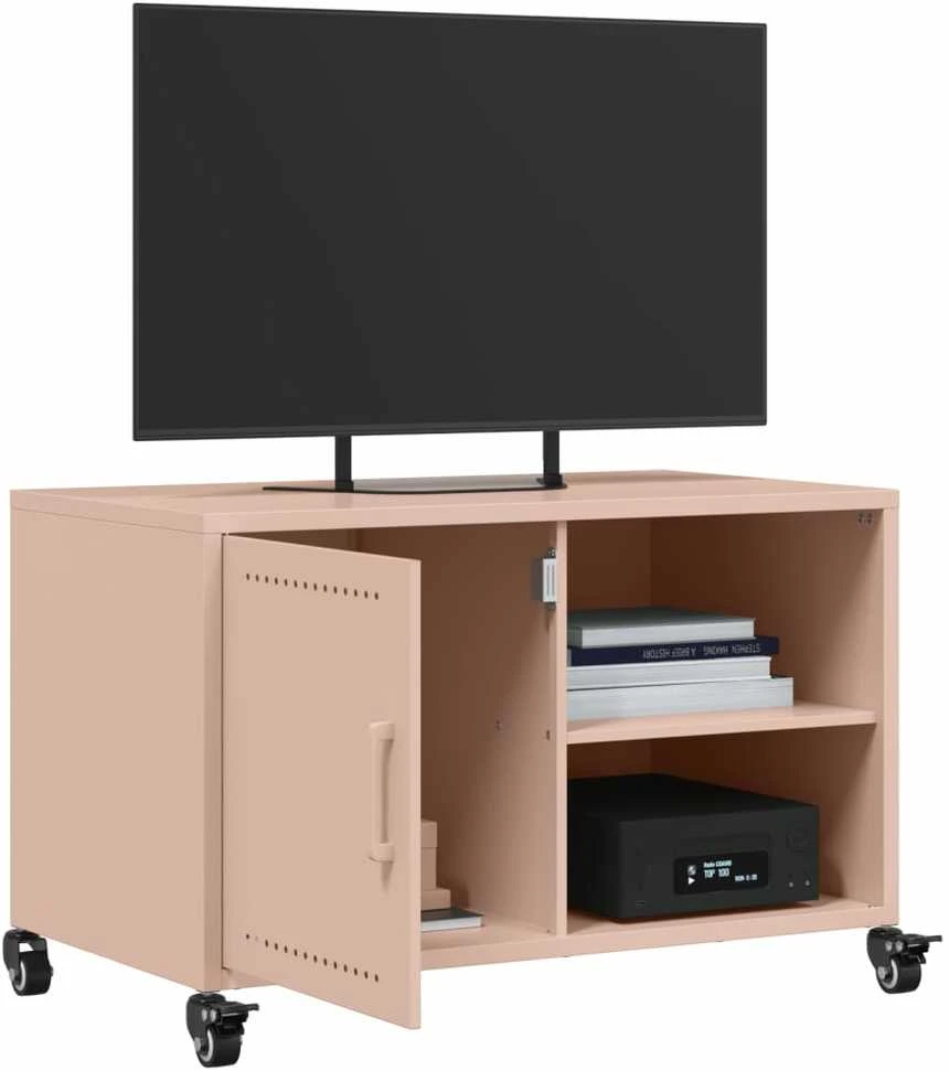 TV staliukas Televizoriaus spintelė, rožinės spalvos, 68x39x43,5cm, plienas