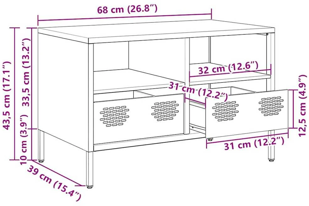 TV staliukas Televizoriaus spintelė, rožinės, 68x39x43,5cm, plienas