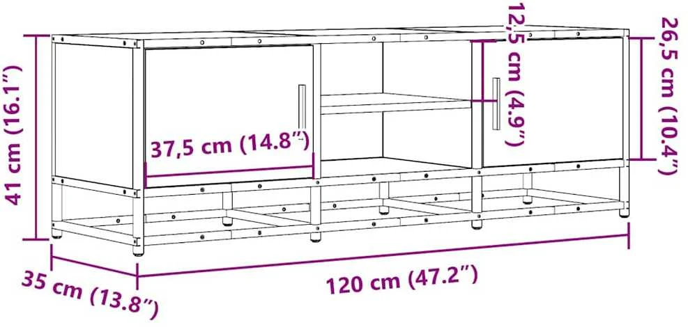 TV staliukas Televizoriaus spintelė, ruda, 120x35x41cm, mediena ir metalas