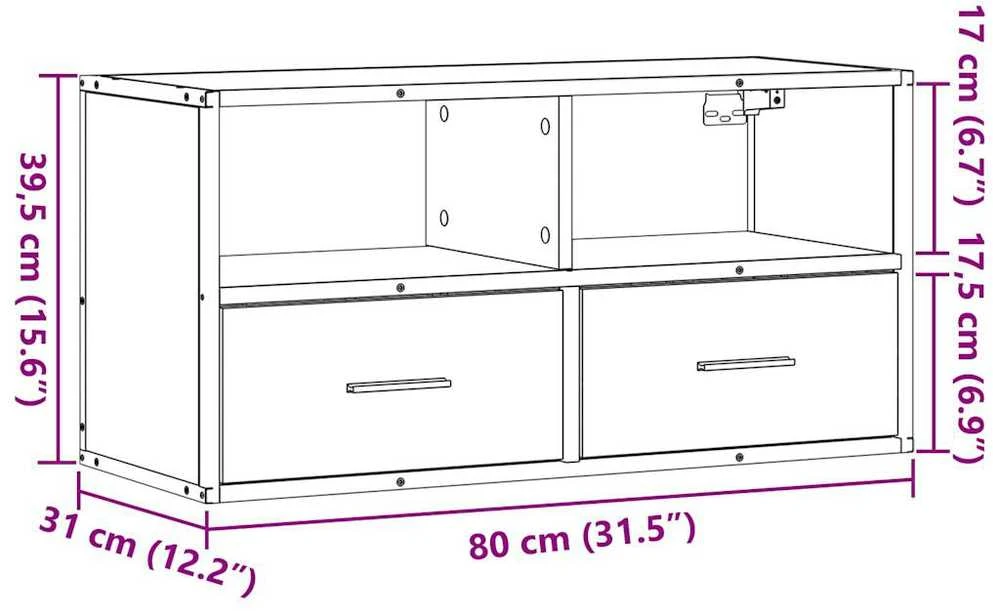 TV staliukas Televizoriaus spintelė, ruda, 80x31x39,5cm, mediena/metalas