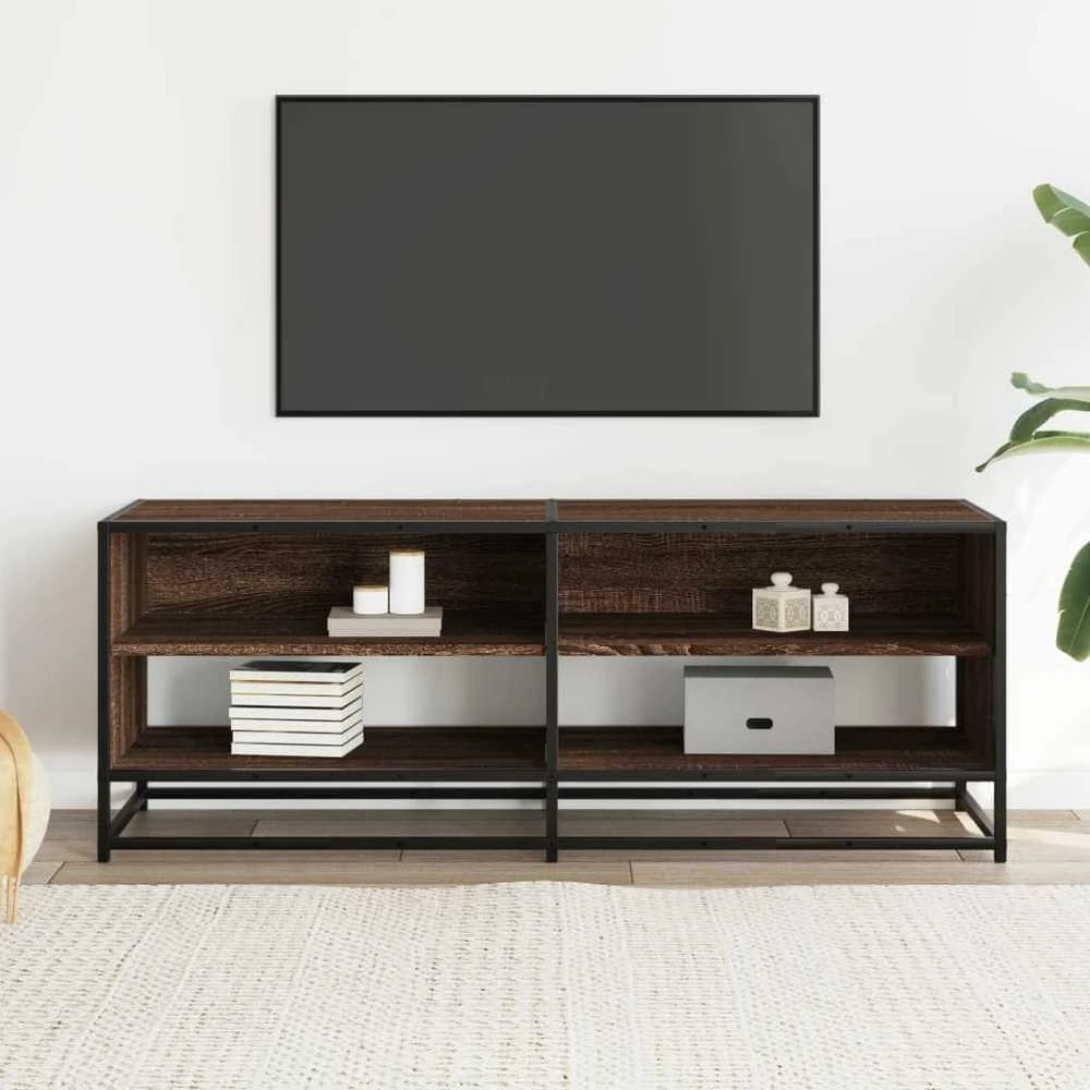 TV staliukas Televizoriaus spintelė, ruda, 120,5x40x46cm, mediena ir metalas