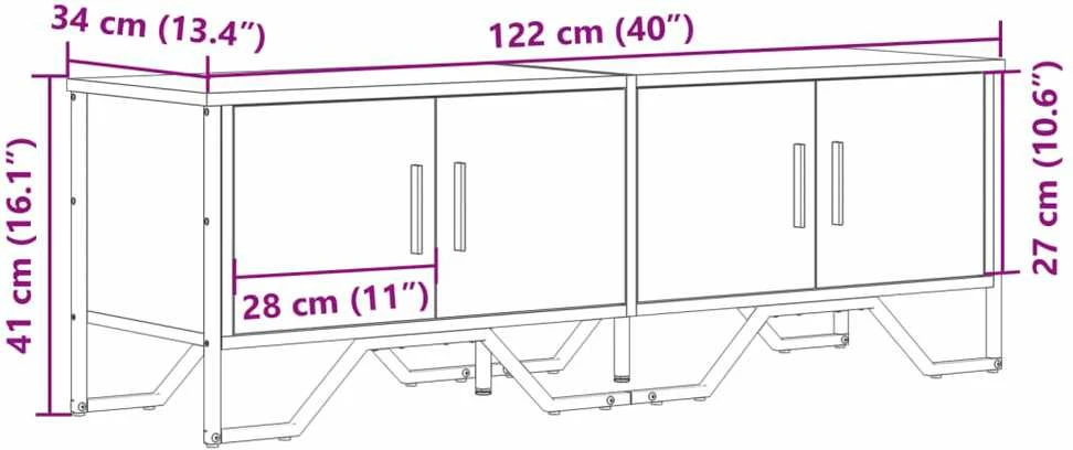 TV staliukas Televizoriaus spintelė, ruda ąžuolo, 122x34x41cm, mediena