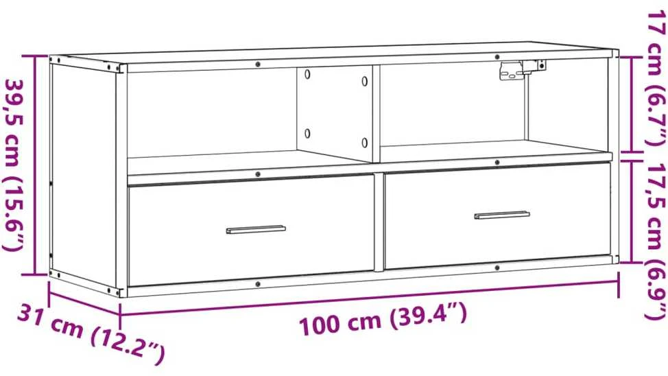 TV staliukas Televizoriaus spintelė, ruda, 100x31x39,5cm, mediena/metalas