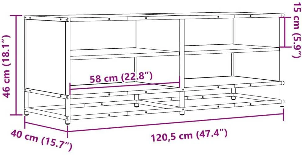 TV staliukas Televizoriaus spintelė, ruda, 120,5x40x46cm, mediena ir metalas