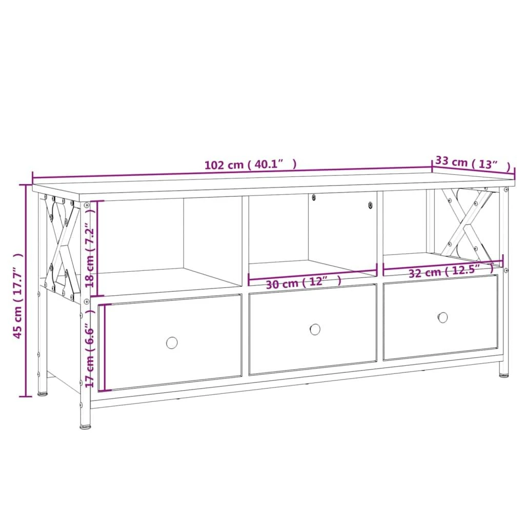 TV staliukas Televizoriaus spintelė, ruda, 102x33x45cm, mediena ir geležis