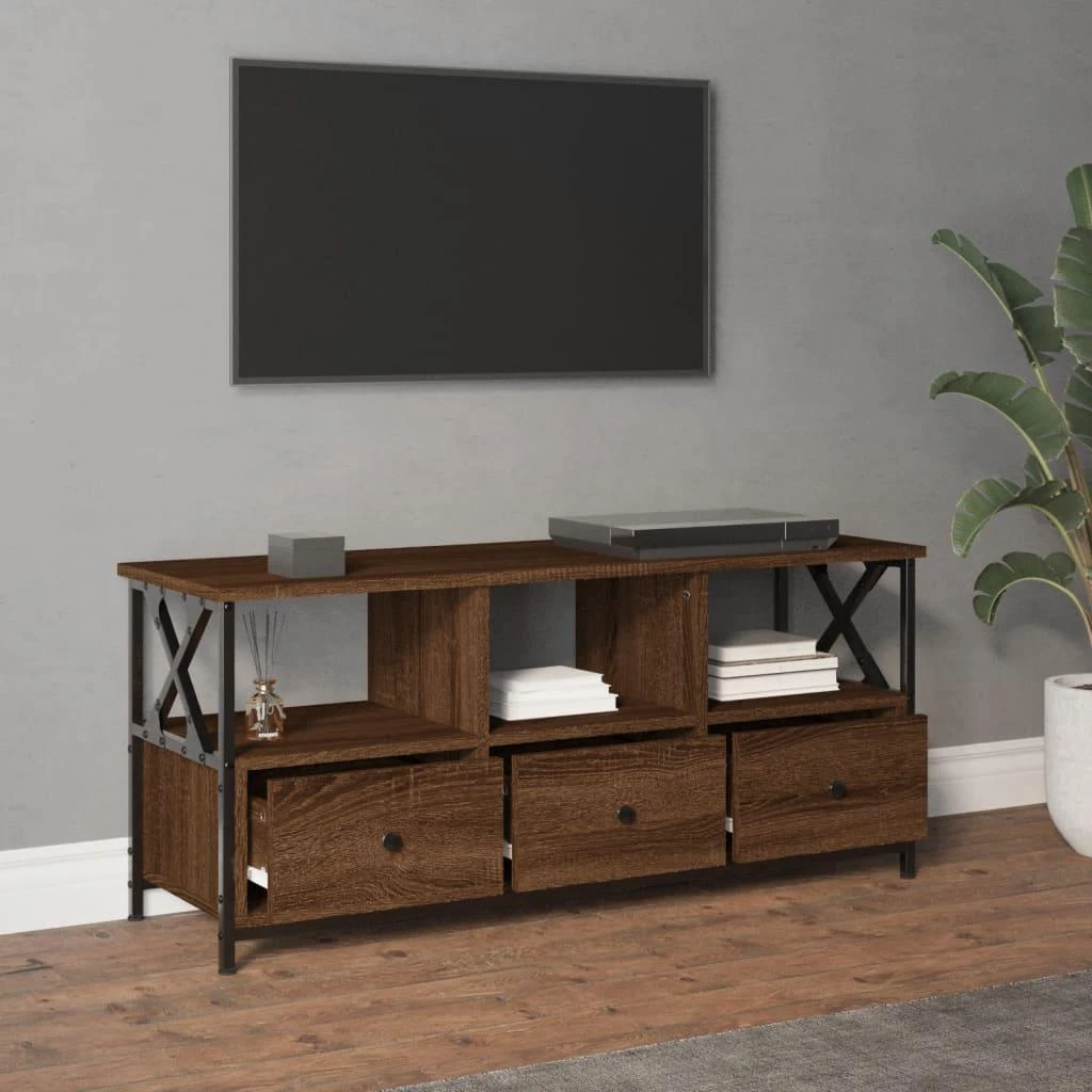 TV staliukas Televizoriaus spintelė, ruda, 102x33x45cm, mediena ir geležis
