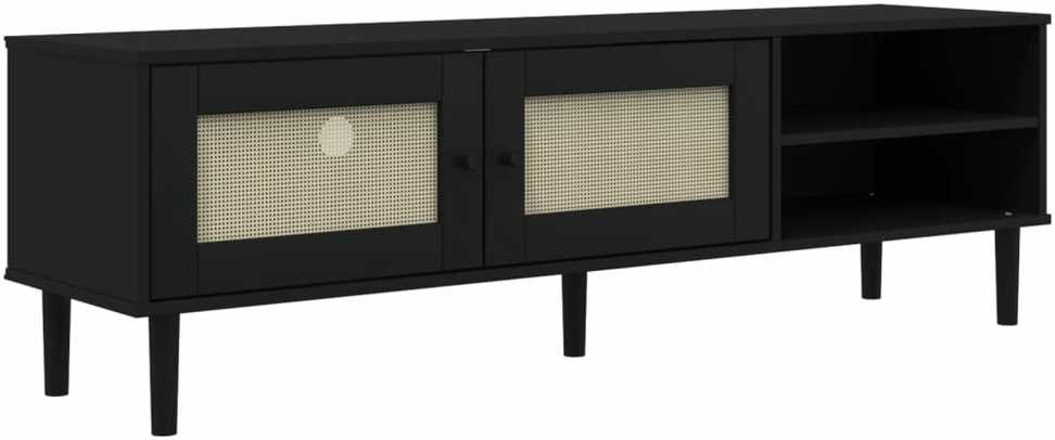 TV staliukas Televizoriaus spintelė SENJA, juoda, 158x40x49cm, pušis