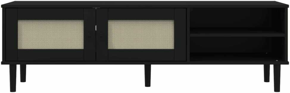 TV staliukas Televizoriaus spintelė SENJA, juoda, 158x40x49cm, pušis