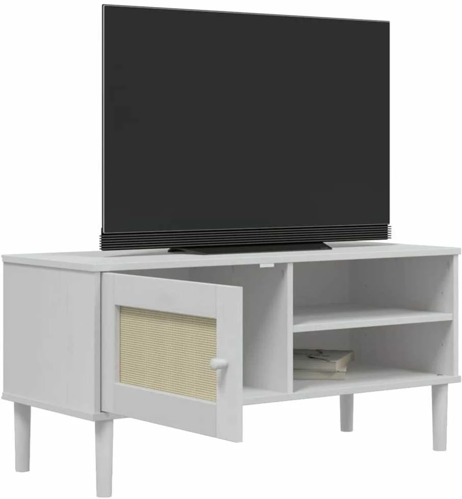 TV staliukas Televizoriaus spintelė SENJA, balta, 106x40x49cm, pušis