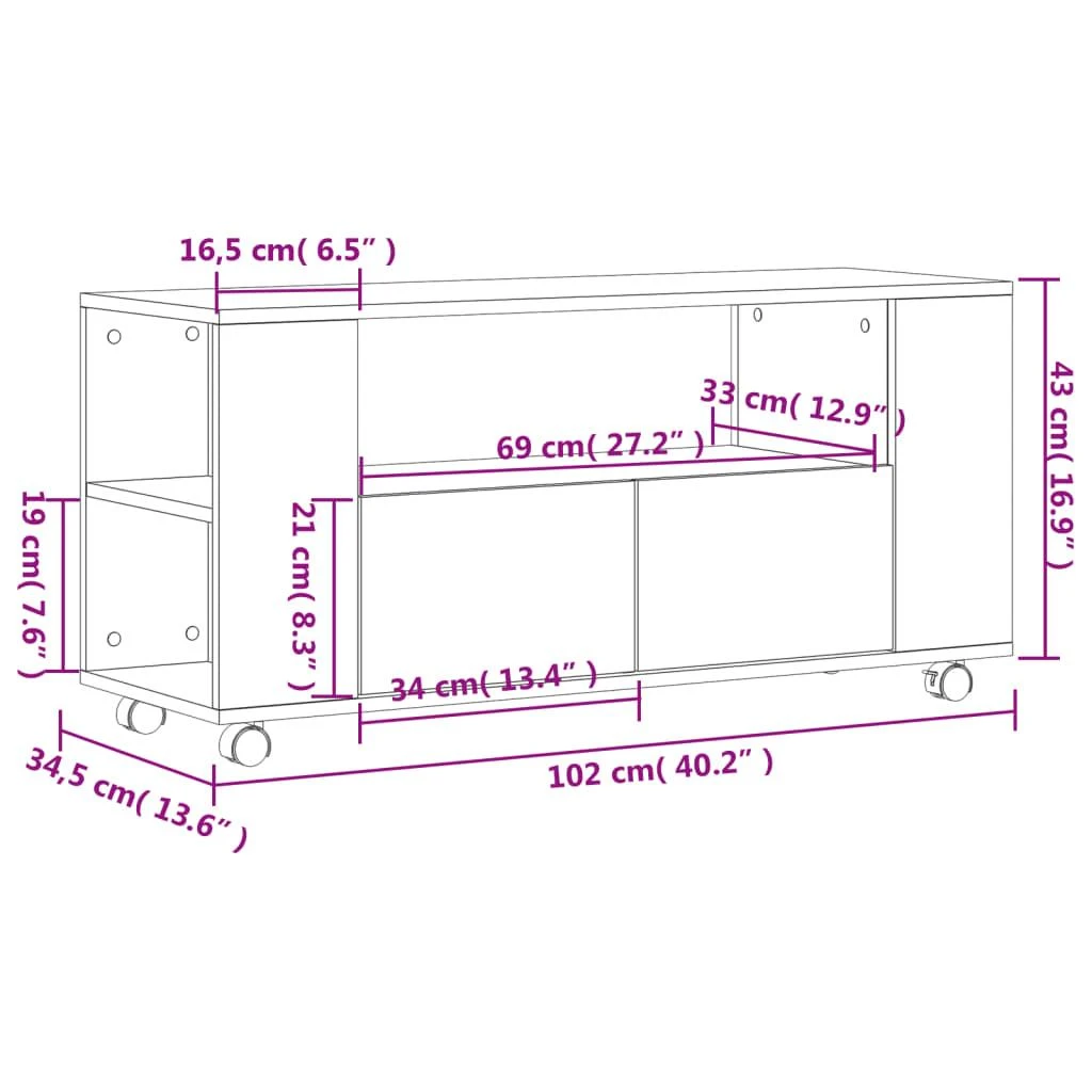 TV staliukas Televizoriaus spintelė, sonoma ąžuolo, 102x34,5x43cm, mediena