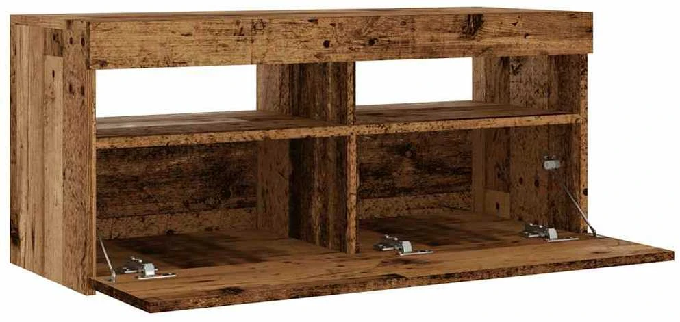 TV staliukas Televizoriaus spintelė su LED, medienos, 90x35x40cm, mediena