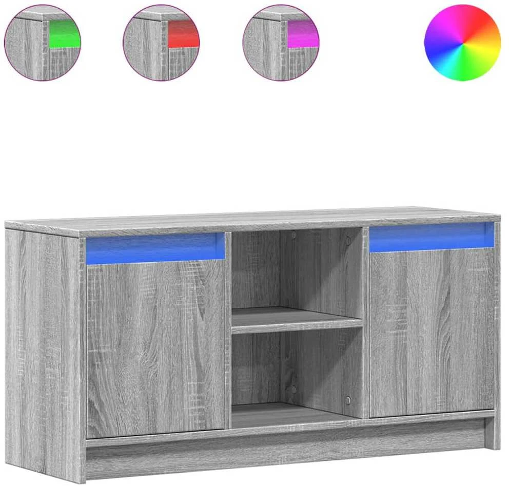 TV staliukas Televizoriaus spintelė su LED, pilka, 100x34x50cm, mediena