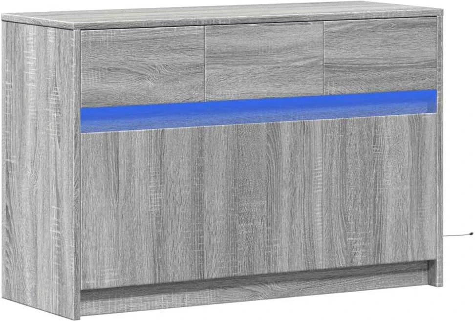 TV staliukas Televizoriaus spintelė su LED, pilka, 91x34x61cm, mediena